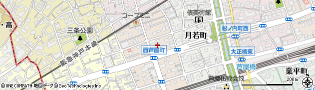 兵庫県芦屋市西芦屋町周辺の地図