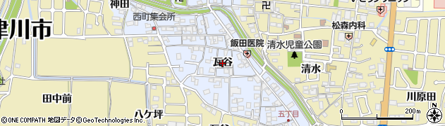 京都府木津川市木津町（瓦谷）周辺の地図