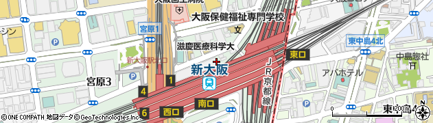 大阪市立　地下鉄新大阪駅北口有料自転車駐車場周辺の地図
