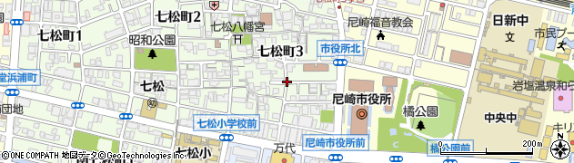 兵庫県尼崎市七松町3丁目周辺の地図