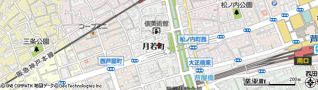 兵庫県芦屋市月若町周辺の地図