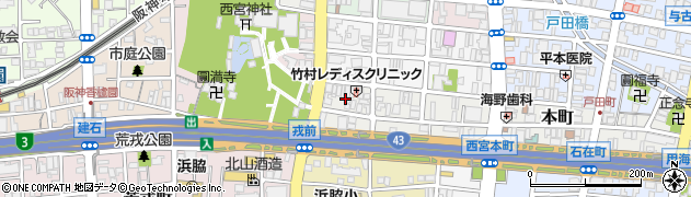兵庫県西宮市本町9周辺の地図