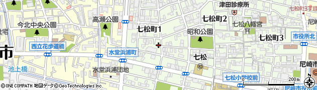 尼崎七松郵便局周辺の地図