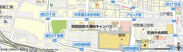 関西国際大学尼崎キャンパス　教務課・メディアライブラリー・図書館周辺の地図