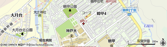鶴甲3周辺の地図