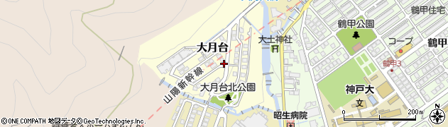 兵庫県神戸市灘区大月台周辺の地図