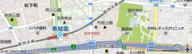 兵庫県西宮市市庭町周辺の地図