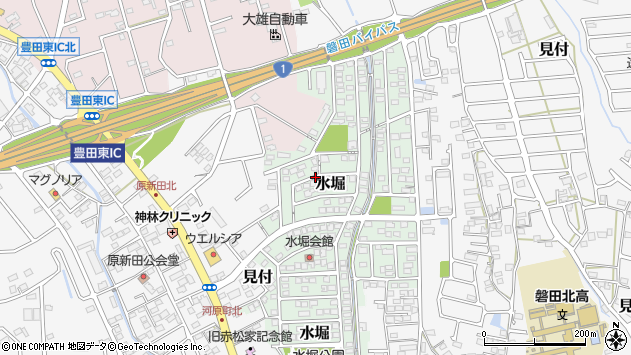 〒438-0085 静岡県磐田市水堀の地図
