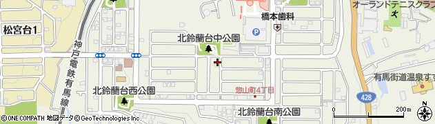 兵庫県神戸市北区惣山町周辺の地図