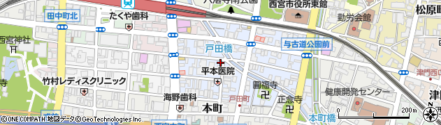 兵庫県西宮市戸田町周辺の地図