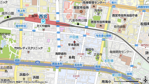 〒662-0916 兵庫県西宮市戸田町の地図