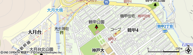 鶴甲公園周辺の地図