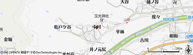 京都府精華町（相楽郡）山田（中村）周辺の地図