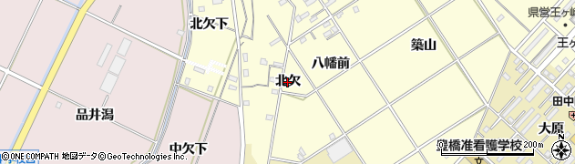 愛知県豊橋市王ヶ崎町（北欠）周辺の地図