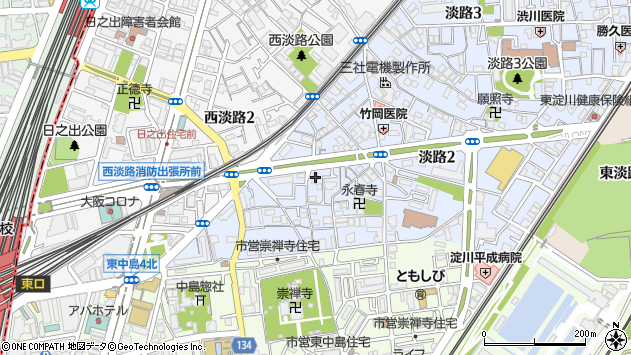 〒533-0032 大阪府大阪市東淀川区淡路の地図