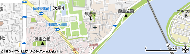 兵庫県尼崎市神崎町3周辺の地図