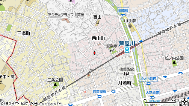 〒659-0083 兵庫県芦屋市西山町の地図