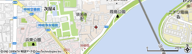 兵庫県尼崎市神崎町4-10周辺の地図