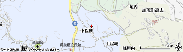 京都府木津川市加茂町尻枝下程城周辺の地図