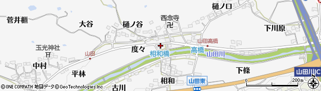 京都府精華町（相楽郡）山田（度々）周辺の地図