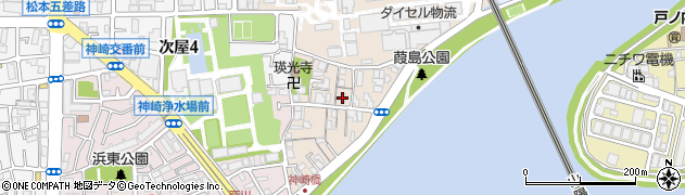 兵庫県尼崎市神崎町9-18周辺の地図