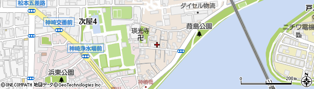 兵庫県尼崎市神崎町10-21周辺の地図