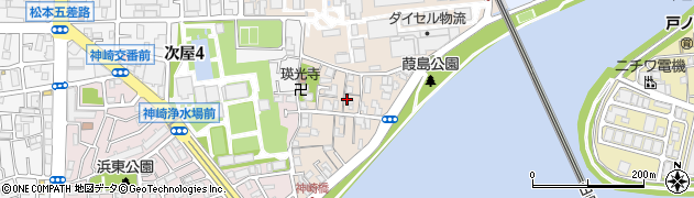 兵庫県尼崎市神崎町9-3周辺の地図