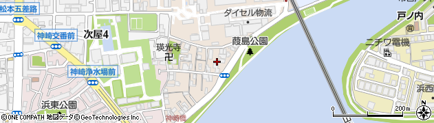 兵庫県尼崎市神崎町7-5周辺の地図