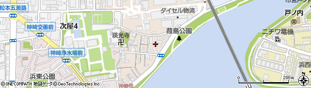 兵庫県尼崎市神崎町7-6周辺の地図