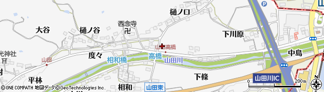 京都府精華町（相楽郡）山田（上川原）周辺の地図