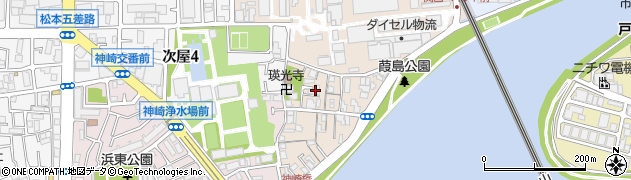 兵庫県尼崎市神崎町10周辺の地図