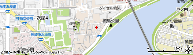 兵庫県尼崎市神崎町8-11周辺の地図