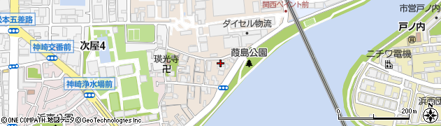 兵庫県尼崎市神崎町7-11周辺の地図