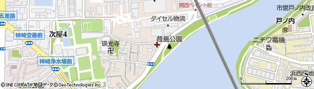 兵庫県尼崎市神崎町7-18周辺の地図