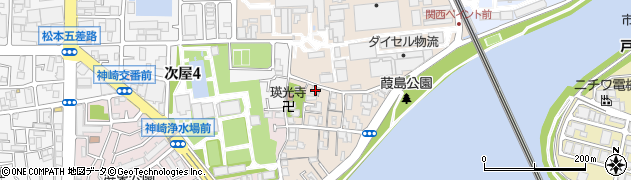兵庫県尼崎市神崎町11-15周辺の地図