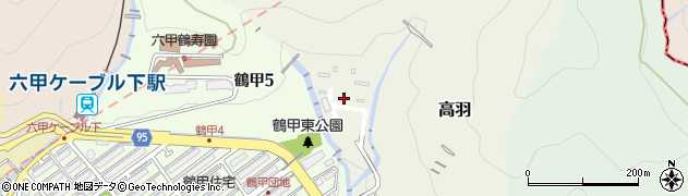 兵庫県神戸市灘区高羽周辺の地図