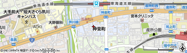 兵庫県西宮市神楽町周辺の地図