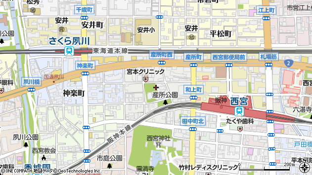 〒662-0978 兵庫県西宮市産所町の地図