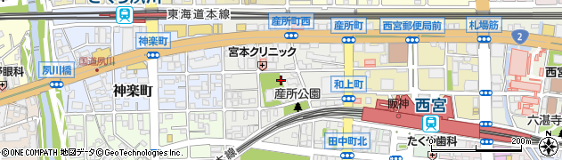 兵庫県西宮市産所町周辺の地図