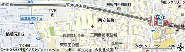 兵庫県尼崎市西立花町1丁目周辺の地図