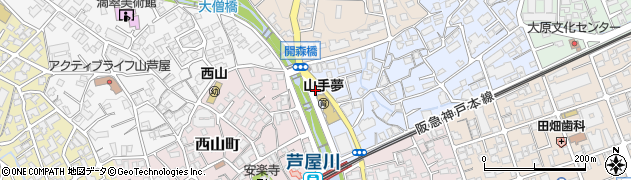 芦屋市立駐輪場阪急芦屋川駅北自転車駐車場周辺の地図