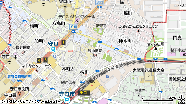 〒570-0029 大阪府守口市来迎町の地図