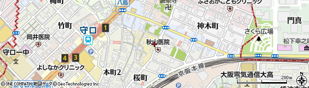 大阪府守口市来迎町周辺の地図