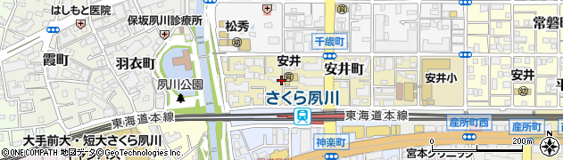 兵庫県西宮市安井町周辺の地図