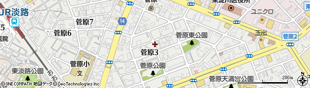 大阪府大阪市東淀川区菅原3丁目周辺の地図