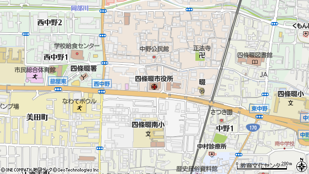 〒575-0000 大阪府四條畷市（以下に掲載がない場合）の地図