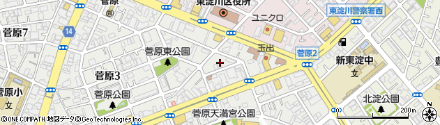 ドアノブ修理・交換の生活救急車　大阪市東淀川区エリア専用ダイヤル周辺の地図