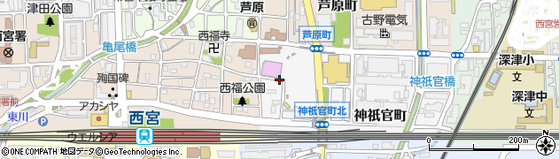 西宮市神祇官町1番駐車場周辺の地図