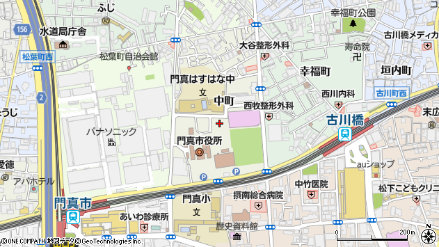 〒571-0055 大阪府門真市中町の地図