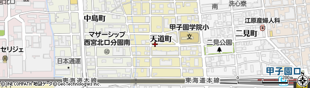 兵庫県西宮市天道町周辺の地図